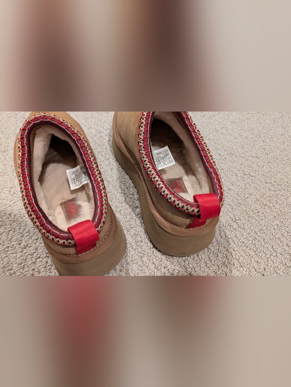 UGG Women's Tazz II Chestnut Suede Slip-On Clog with Red Accents - Picture 5 of 7